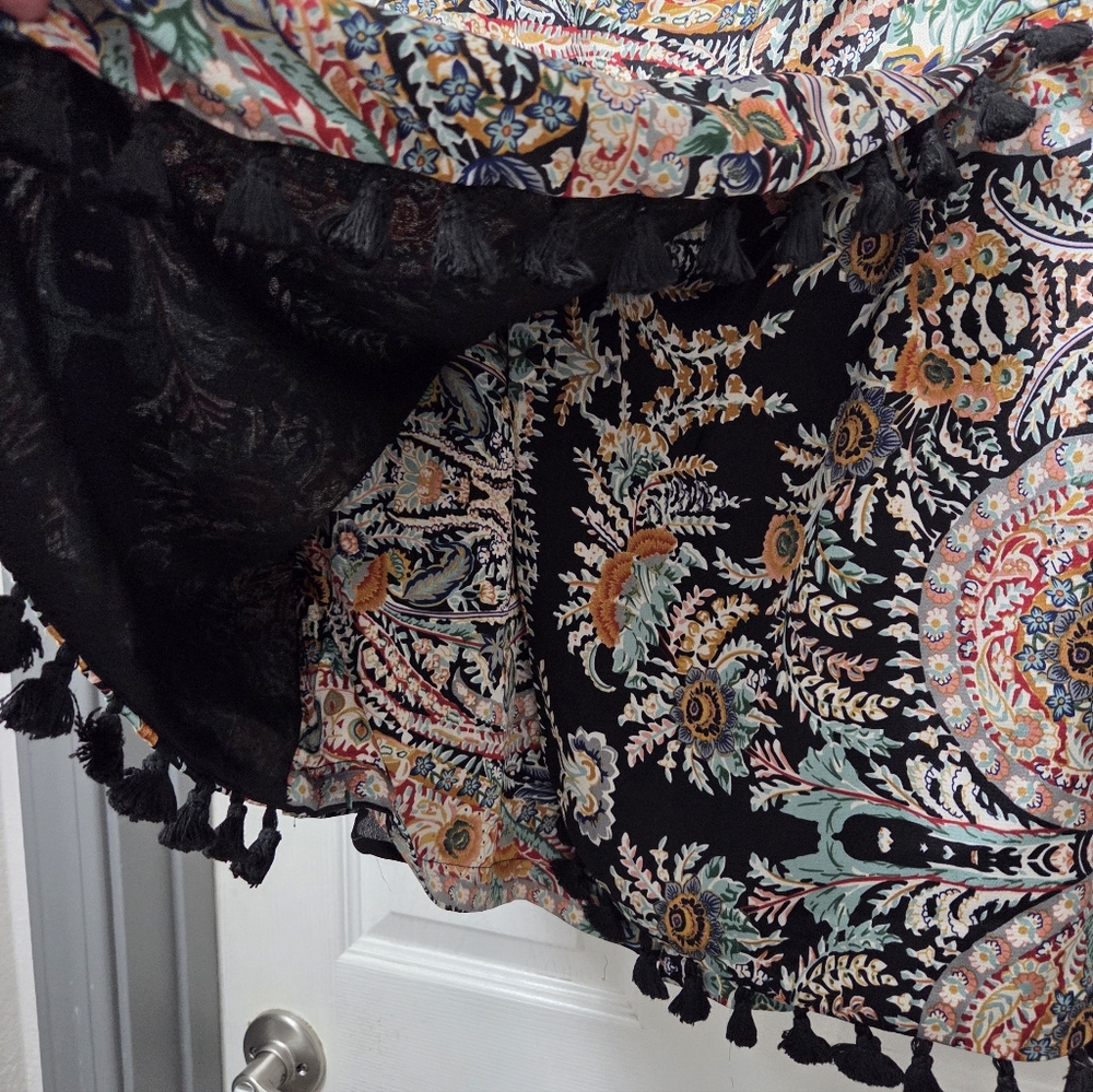Lulu's Bohemian Perfection Strapless Black Multicolor Paisley Tassel Romper XL - Picture 7 of 14